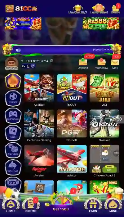 81CC Game dashboard and online gaming platform